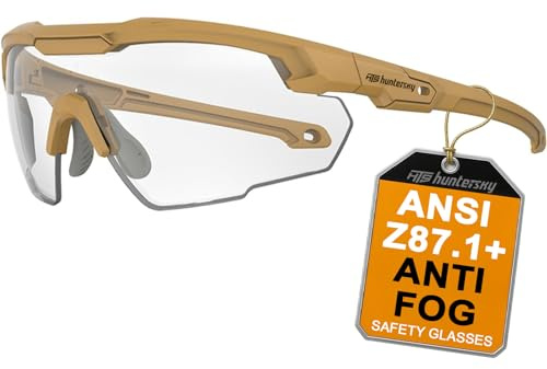 HTS HUNTERSKY S57 klare Linse, ballistische taktische Schießbrille, ANSI Z87+, UV400, Anti-Beschlag-Brille für Airsoft-Reichweite, Sicherheit und Outdoor-Sport, für Damen und Herren