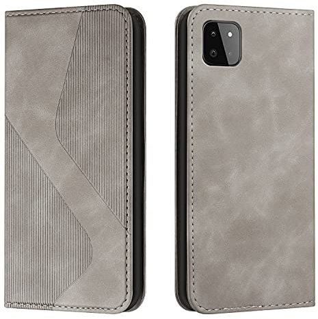 NEXCURIO Handy Hülle für Samsung Galaxy A22 5G Handyhülle mit Kartenfäch Klapphülle Klappbar Schutzhülle Leder Flip Wallet Case Cover Tasche Handytasche Stoßfeste - Grau