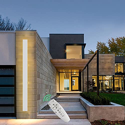 Blanc Dimmable Terrasse Applique Murale LED Interieur|Exterieur Avec Télécommande Longue Barre Extérieures Lampe Murale Réglables Température de Couleur 2700-6500K Chambre Balcon Escalier,100cm 78w