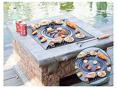 Ensemble de foyer extérieur de 30 po - Grand foyer à bois pour feu de joie 6-en-1 - Couverture de table, couverture en filet, filet dense 304, filet pour barbecue, plaque centrale