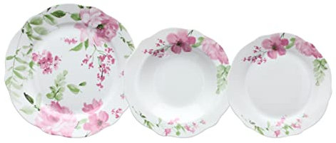 Tognana Wildrose - Vajilla para 6 personas, 18 piezas, porcelana floral
