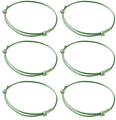 PandaHall 50pcs Korean Waxed Polyester Cord Bracelets Adjustable Friendship Cord Bracelets Handmade Braided Cord Protection Bracelets Lucky Bracelets for Women Girls, Light Green