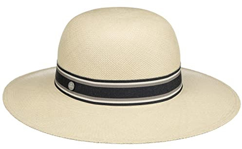 Lierys Sombrero Panamá Wide Brim Mujer - Made in Ecuador de Sol Paja Verano con Banda Grosgrain Primavera/Verano - S (55-56 cm) Natural