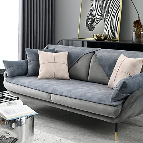 DZWAZD Sofabezug 1 2 3 4 sitzer,Chenille sofabezug l Form Sofa überzug ecksofa rutschfest Sofa Überwurf,sofaüberwurf l Form,Einfarbig Couch überzug,sofaschoner