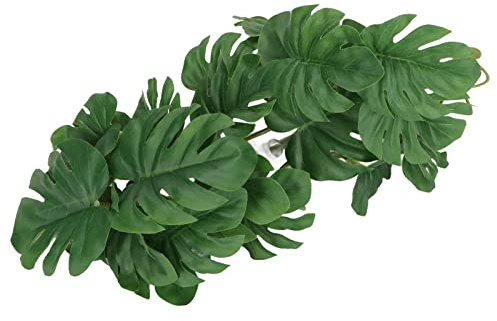 Hojas de Plantas Artificiales para Terrario y Acuario, Vides de Selva con Ventosas, Decoración de Plástico para Reptiles, 25 x 25 cm