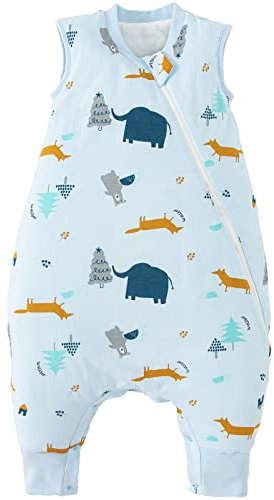 Duomiaomiao Baby Schlafsack mit füßen, Schlafsack mit füßen ganzjahres, 100% Baumwolle,Schlafsack mit füße 1.5 Tog, Sommer mit Beinen für Jungen und Mädchen