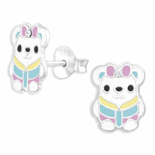 Monkimau Süße Bären Ohrstecker Ohrringe aus 925 Silber Schmuck Silberohrringe Medizinisch für Kinder Mädchen Damen Frauen