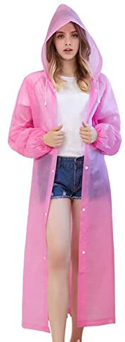 2 pezzi poncho impermeabile, riutilizzabile raincoat per bicicletta, trekking, campeggio, gite, pesca, concerti, stadio, festival (L, Rosa)