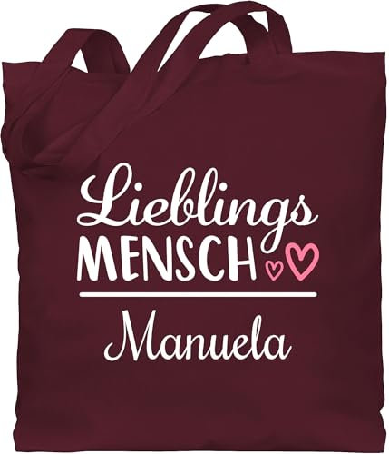 Baumwolltasche - Partnerin Tasche - Geschenk Lieblingsmensch mit Namen - Unisize - Bordeauxrot - tote bag tragetasche baumwolle baumwoll einkaufstasche leinentasche jutetasche shopper stofftaschen