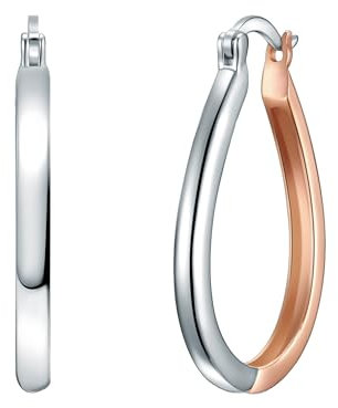 Rafaela Donata Damen Creolen aus 925/- Sterling Silber rosévergoldet - Silbercreolen Klappcreolen bicolor klassisch