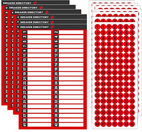 Lot de 11 étiquettes pour panneau de disjoncteur électrique - Autocollants adhésifs pour boîte électrique de porte (rouge)