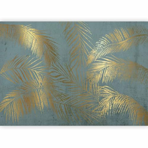 murando PREMIUM Papier peint Feuilles Feuillage tropical 100x70 cm Décoration Murale XXL Poster Tableaux Muraux Tapisserie Photo Trompe l'oeil Palmier Nature or b-A-0910-a-c