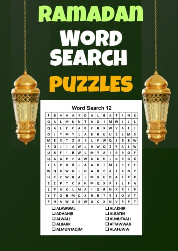 Ramadan Word Search Puzzles: An Islamic Large Print Activity Book for Kids and Adults with Challenging Brain Teasers and Educational Puzzles Featuring ... Messengers, 5 Pillars of Islam with solutions