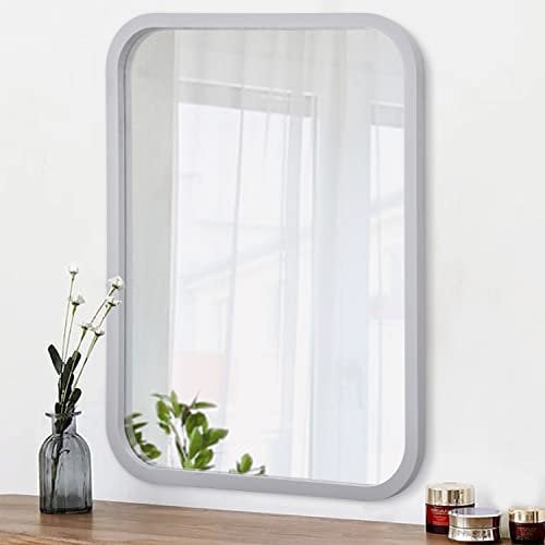 AOAOPQ Wand Badezimmer Spiegel Holzrahmen Wandspiegel Wohnzimmer Badezimmer und Schloss mit rechteckigen Wandspiegel 45x65 cm Gold