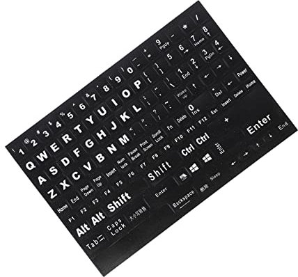 KOMBIUDA English Keyboard Replacement Stickers for Laptops and Desktops Easy-Paste PVC Decals Scratch Resistant for Office School Home Use