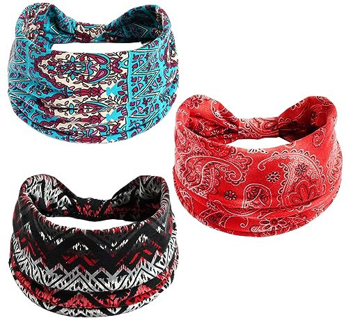 scicent 3 Stück Stirnband Damen Elastisch, Yoga Sport Haarband, Sport Haarbänder Elastisch, Haar-Accessoires für Mädchen und Frauen für Alltag Yoga Sport - 14026