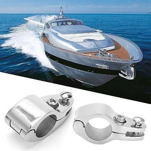 Bimini Top Boot Zubehör, 2 Stück 316 Edelstahl, Stahlboot Marine mit Scharnieren für Obere Backe, Rohrschellen, Obere Backe, 2 Stück Rutschen, Marine-Schiebe-Hardware-Beschläge (30 Mm, 1,18 Zoll)