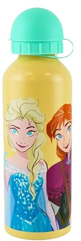 Botella de agua escolar de Frozen de 21 cm, botella de aluminio dorado claro a prueba de fugas, botella ligera sin BPA para niños, deportes, viajes al aire libre