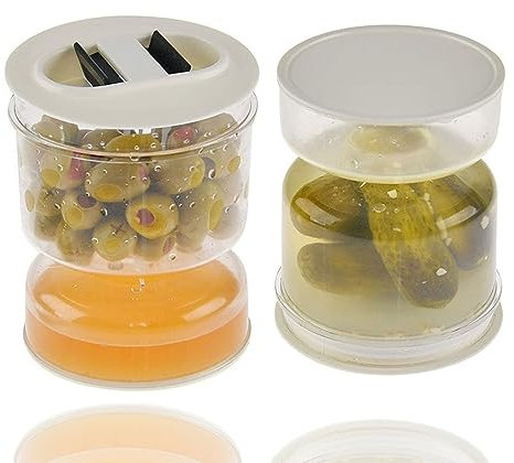 Ukisisi Cucumber Jar To Turn Over, Glass Pickle Jar with Strainer Flip, Leakproof Wide Mouth Food Storage Container for Pickle Olives, Pickle Jar with Strainer Upside Down-2pcs