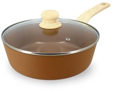MENASTYL - Sauteuse 24cm Colorama noisette - En Aluminium - Revêtement antiadhésif en céramique - Tous feux dont induction