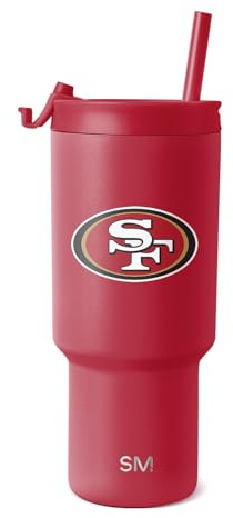 Simple Modern San Francisco 49ers Becher mit Klappdeckel, Strohhalm, 850 ml, NFL