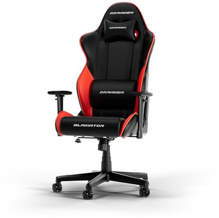 DXRacer GLADIATOR L Nero & Rosso PVC Pelle La Sedia da Gaming Originale