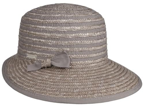 Seeberger Paglina Strohcap Cap Damencap Sommercap Strohmütze Schirmmütze Damen - mit Schirm, Schirm Sommer Frühling-Sommer - One Size grau