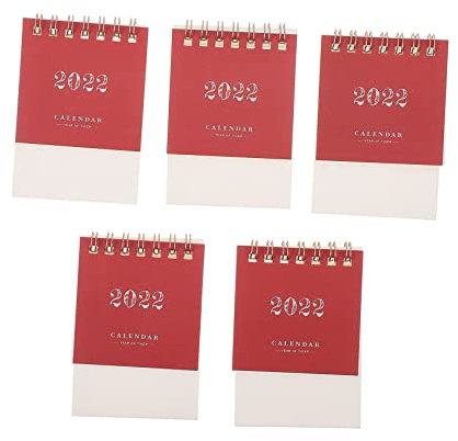 Amosfun 5 Stück 2022 Tischkalender 2022 Mini Schreibtisch Kalender 2021-2022 Kalender 2022 Schreibtisch Kalender Tabletop Kalender 2022 Kalender Wand Papier Büro Erdfarben Kleiner Tisch
