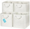 OrganiHaus 28x28 Cube Storage Bins Set of 4, Fabric Cube Baskets for Storage Shelves, Foldable Storage Cubes for Kallax Organizer Cube Bins w Rope Handles, Cubby Bins for Nursery Decor, White