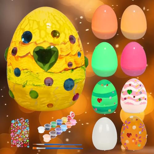 APODESS 15TLG Led Osterdeko Ostereier zum Bemalen LED Ostern Basteln Kinder Eier Teelicht Lichter Fensterdeko Batteriebetrieben Frühlingsdeko für Außen Innen Osterdekoration