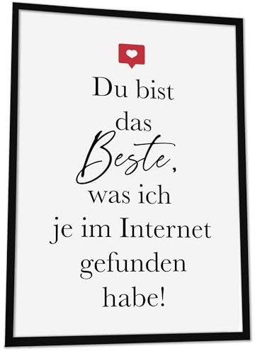 JUHMI Paarbild DIN A5 (15x21 cm) Bilderrahmen wählbar, Poster Geschenke für Paare Valentinstag, Valentines Day, Jahrestag Geschenk, Hochzeitsgeschenk Du Bist Das Beste Im Internet