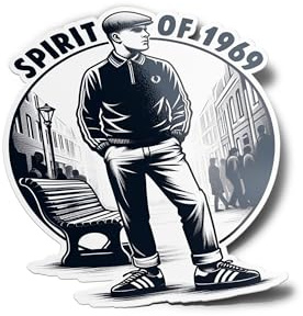 Aufkleber-Set Spirit of 1969 Skinhead Sharp Trojaner, Symbol Anti Rassismus Britische Kultur Musik Ska Reggae Soul Mods 8 cm