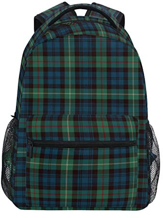 AJIUZI Blue Black Plaid Laptop Backpack 16 Inch School Travel Bags Bookbag for Kids Boys Business