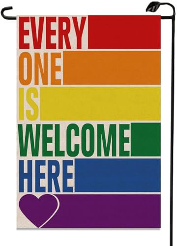 Welcome Rainbow LGBTQ Gartenflagge, 30,5 x 45,7 cm, Doppelgröße, Schwul, Lesben, Bisexuell, Transgender, Stolz, Hof, Outdoor-Dekoration, Flagge LG01