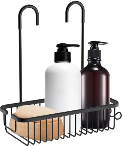 GOOPOOL Cesta Ducha Colgar Estanteria Ducha Sin Taladro Colgar Repisas para Baño Organizador Ducha Cesta Organizador Ducha Colgante en el Grifo para Cabina de Ducha Estanterías para Baño Negro