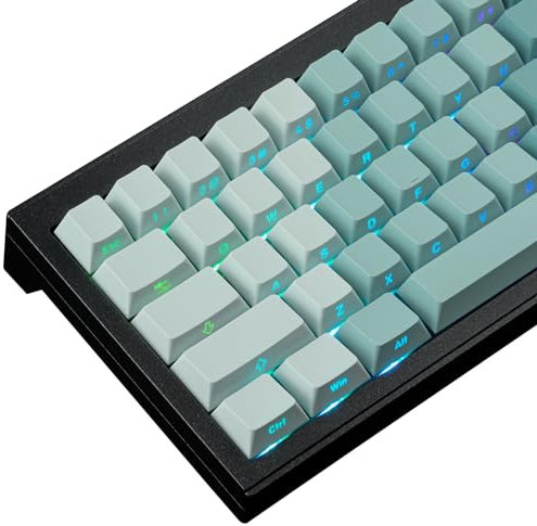 Hyekic PBT Keycaps 121 Keys Custom Gradient Green Keycaps Letter Side Engraved Transparent Keycap ANSI & ISO Layout for Cherry MX Switches Mechanical Keyboards