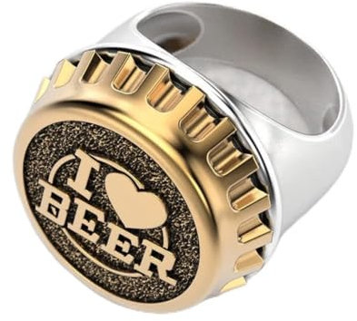 WIPPWER Créativité personnalisée belle bague 3D bière bouchon de bouteille bijoux de mode for hommes
