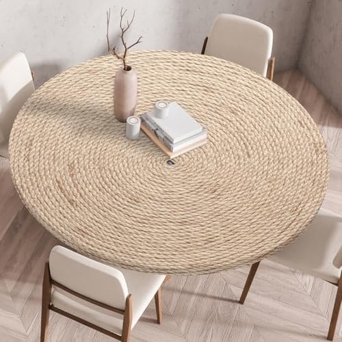 Odot Tischdecke Abwaschbar Rund 60cm, Elastisch Lotuseffekt Tischdecke Outdoor 3D-Druck Tischdecken Table Cloth für Garten Restaurant, Ideal für 50cm-55cm