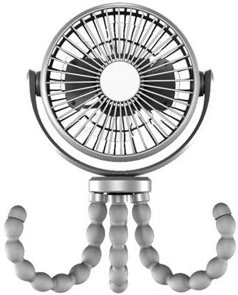 Mekbelt Rechargeable Exercise Bike Fan, Clip Portable Battery Operated Fan for Stationary Bike Accessories-Grey