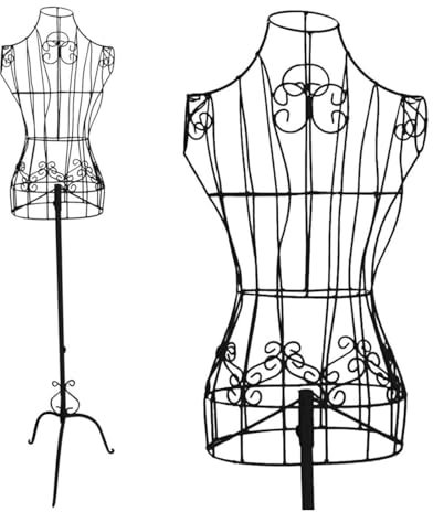 Mannequin de couture en métal - Fil de fer - Mannequin décoratif - Buste de couture - Buste de couture - Portant à vêtements - Mannequin de vitrine - Buste féminin