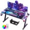 Himimi 160x70 cm Gaming Tisch, Gaming Schreibtisch mit LED, PC Tisch Gaming mit Kohlefaseroberfläche, Gamer Tisch mit Kabelaufbewahrungsbox, Getränkehalter und Kopfhörerhaken, Schwarz