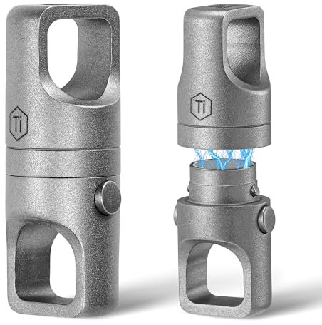 KeyUnity KA48 Porte-CléS MagnéTique en Titane, 2PCS Porte-CléS à DéGagement Rapide, Porte-CléS MagnéTique Amovible, Rotation à 360 °, Organiseur Porte-CléS Robuste Double ExtréMité
