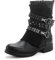 Pogolino Damen Stiefeletten Nieten Biker Boots mit Reißverschluß flach bequem Stiefel ST016 (ST15 Schwarz 38)