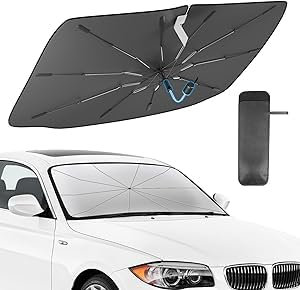 WangjunF Parasol Coche Delantero Parabrisas Paraguas para VW Tiguan Regular Edition 2016-2022,360°Rotación Eje Plegable Protector con Cubierta de Parasol de Coche UV Block 140 * 79cm