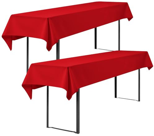 Showgeous 2 Stück Biertisch Tischdecke universal für 50cm u.70cm Biertische Hussen für Biertisch Biertischhussen Biertisch-Husse Bierzeltgarnitur Rechteckige Tischdecken Waschbar 100x250cm(Rot)