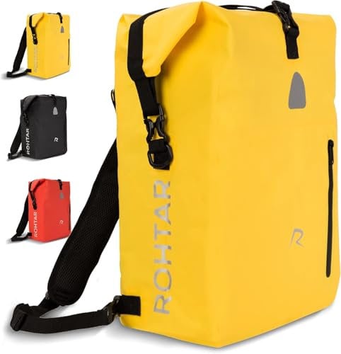LOFERMA Fahrradtasche 25L – wasserdichte Gepäckträgertasche & Rucksack zum Umhängen | Ideal für Pendler, Touren & Alltag | Reflektierende Details & Robuste Verarbeitung (Gelb)