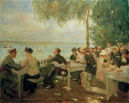 ARToPHIIU Wandkunst Dekorative Gemalde Kunst Poster Leinwanddruck Malerei Gartenrestaurant an der Havel Nikolskoe von Max Liebermann Leinwand Druck für Heimtextilien 60x90cm