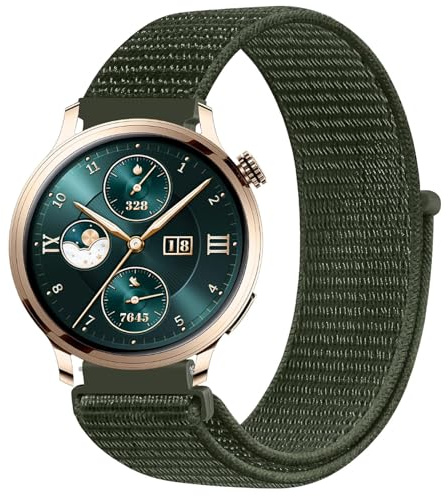 GIOPUEY Nylon Armband Kompatibel mit Honor Watch 4 Pro, 22mm Ersatz Sport Loop Uhrenarmband, Geflochtenes Armband, Damen Herren - Green