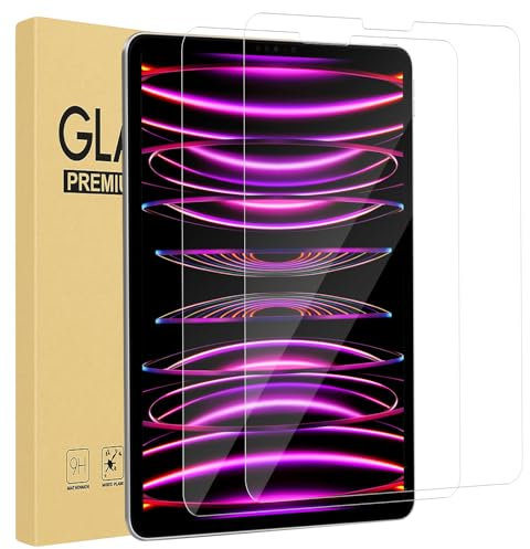 Andwing 2 Stück Schutzfolie für iPad Pro 12,9 Zoll Modell 2022/2021/2020/2018 (6./5./4./3.Gen), Kante zu Kante Liquid Retina Display, Unterstützt Pencil & Face ID, Gehärtetem Displayschutzfolie