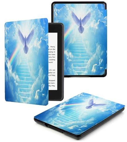 Étui Compatible avec La Liseuse Kindle Paperwhite 6 Pouces 10E Génération (Version 2018), Étui De Protection Fin avec Fonction Veille/Réveil Automatique.-Colombe Blanche Mer Nuages Marches
